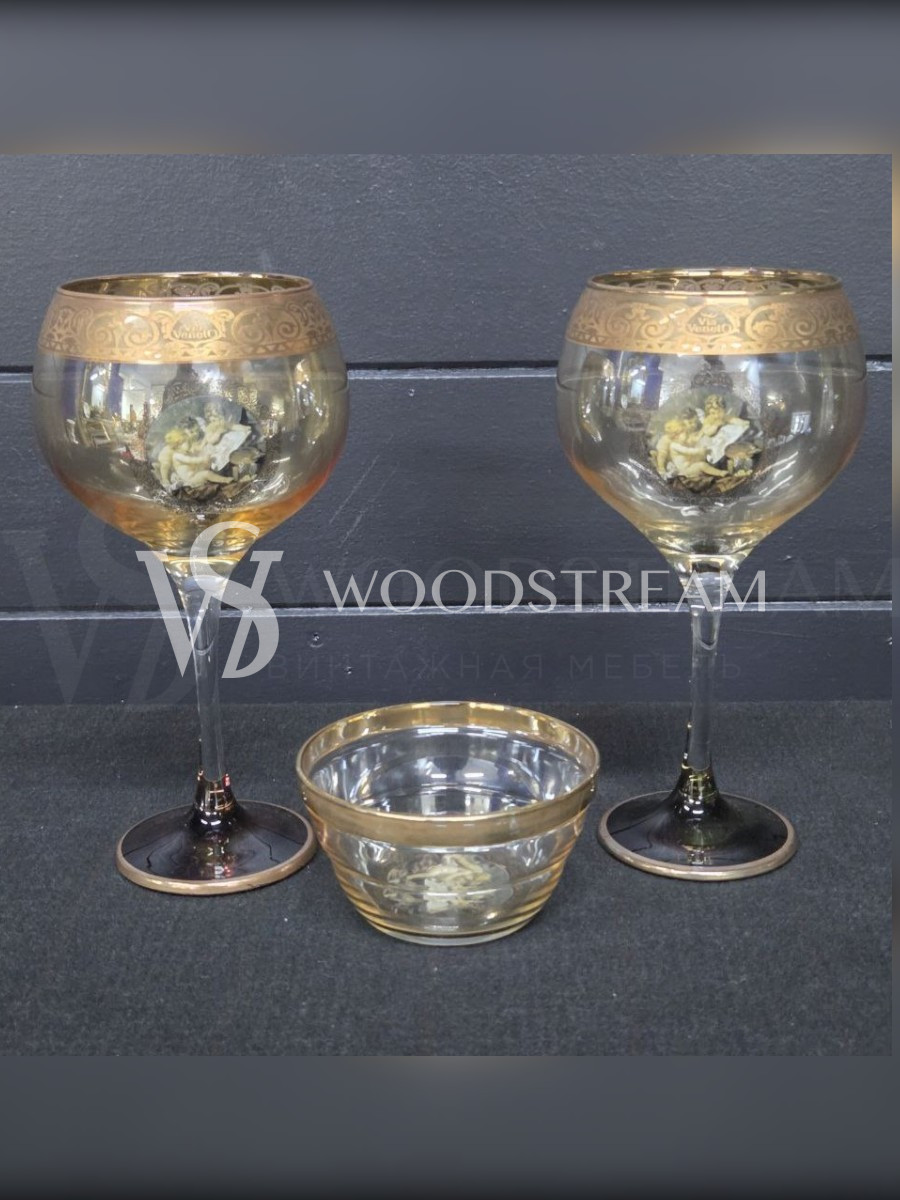 Набор: Бокал/Фужер 2 штуки и тарелка