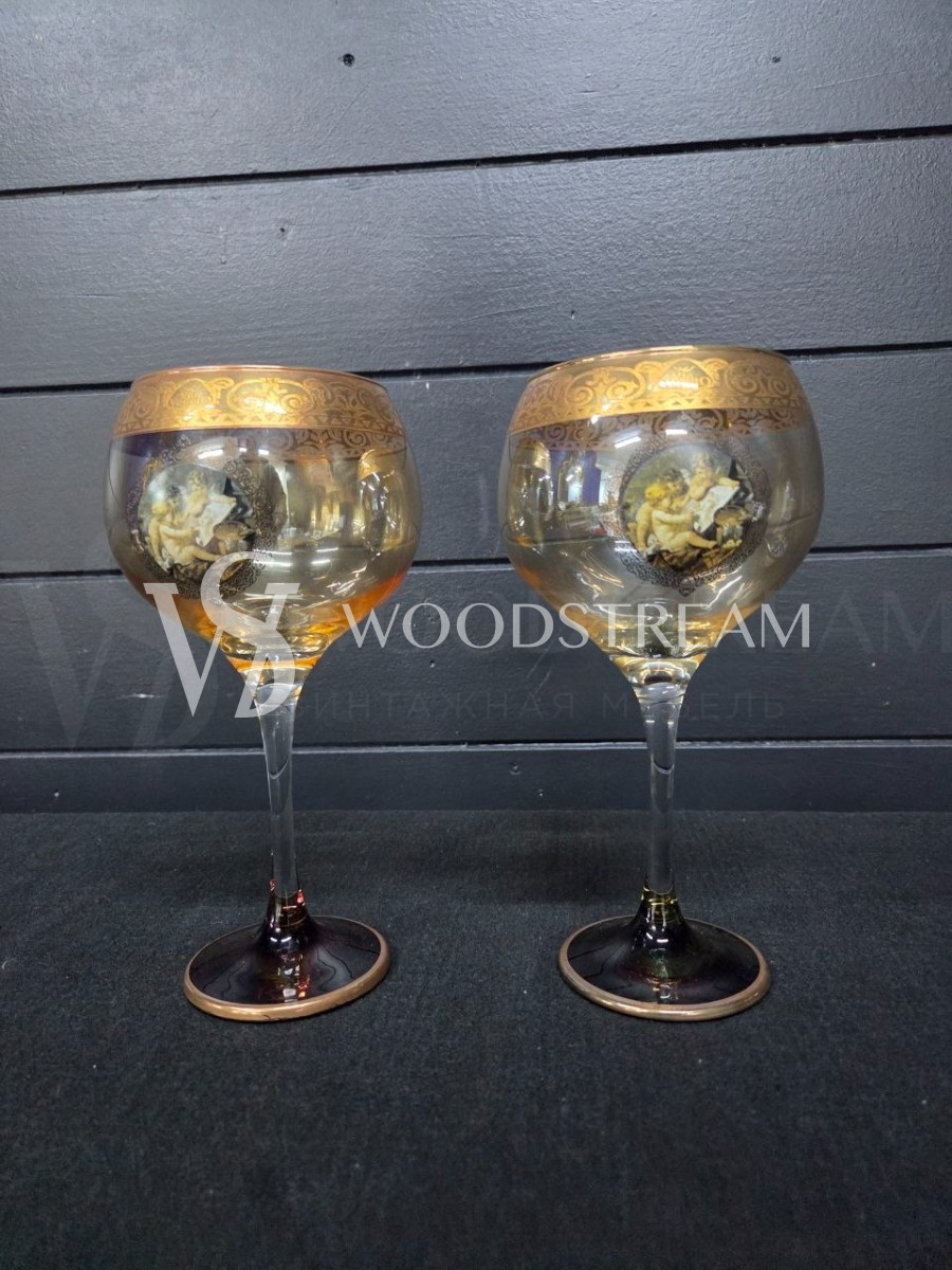 Набор: Бокал/Фужер 2 штуки и тарелка