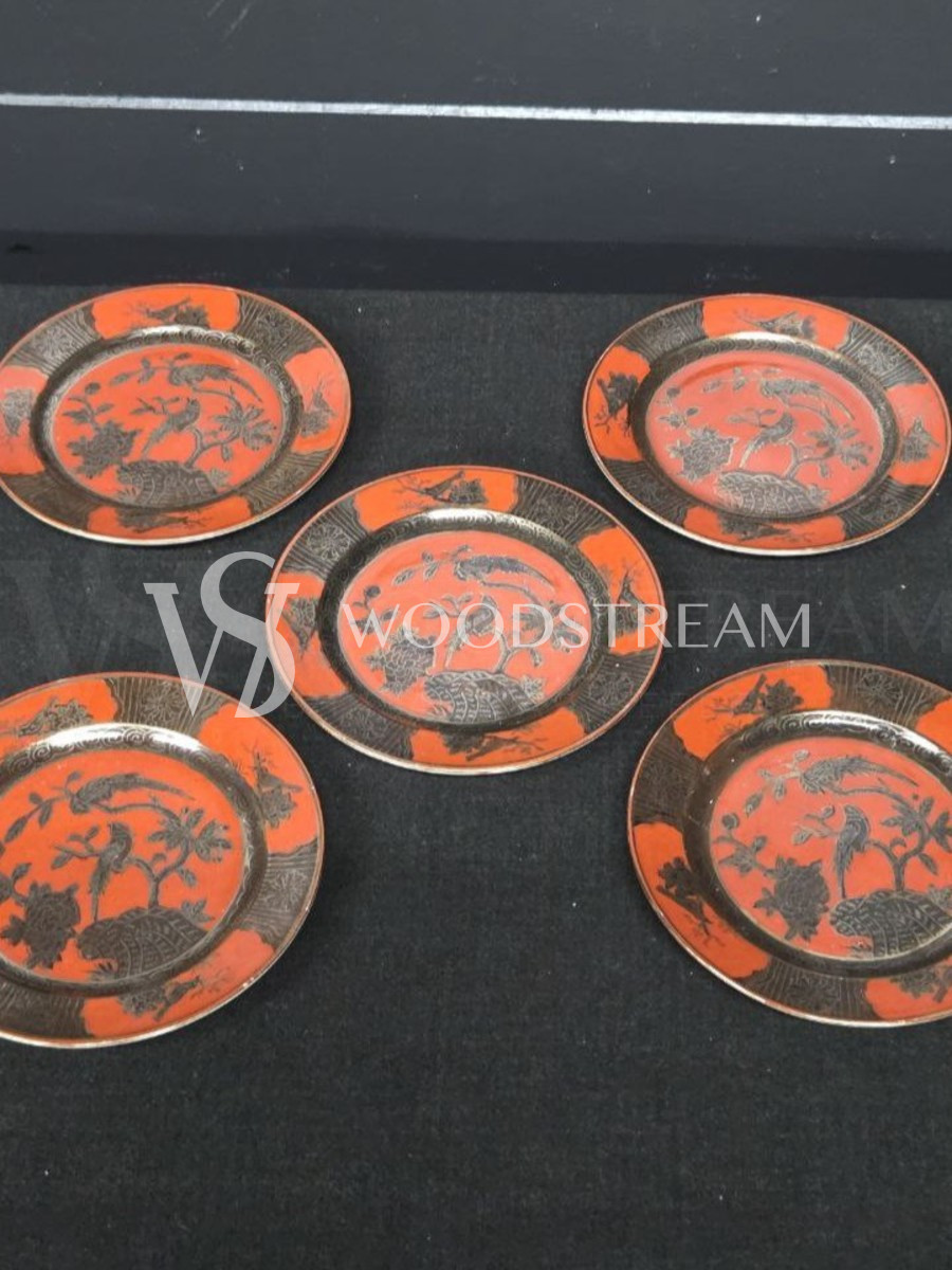 Набор: Тарелка/Блюдце в стиле шинуазри 5 штук