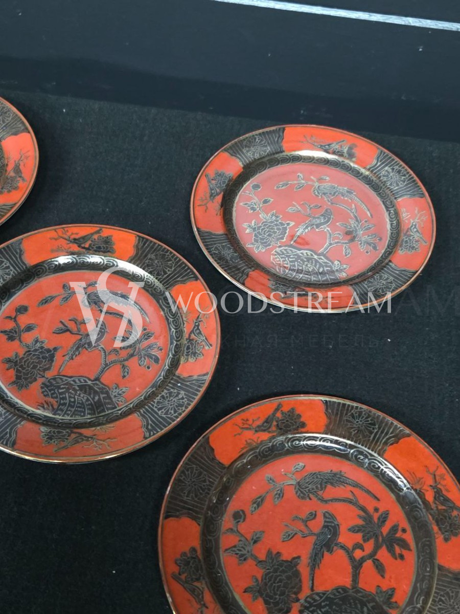 Набор: Тарелка/Блюдце в стиле шинуазри 5 штук