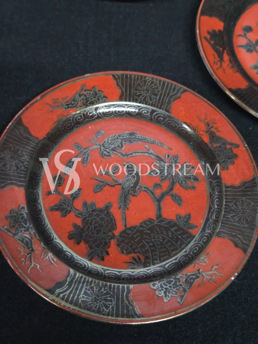 Набор: Тарелка/Блюдце в стиле шинуазри 5 штук