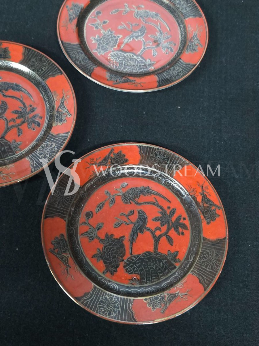 Набор: Тарелка/Блюдце в стиле шинуазри 5 штук