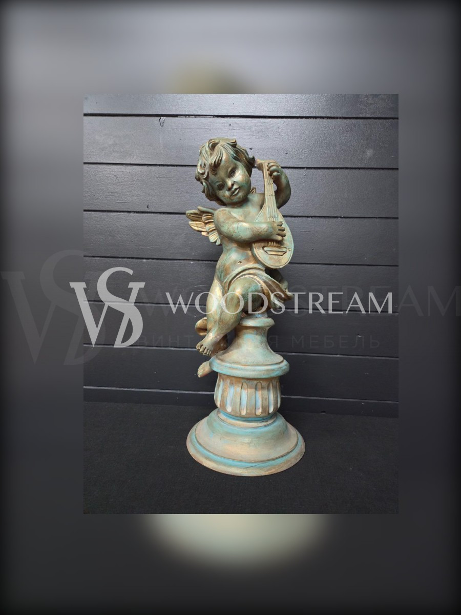 Скульптура/Статуя на постаменте Путти/Ангел музыкант