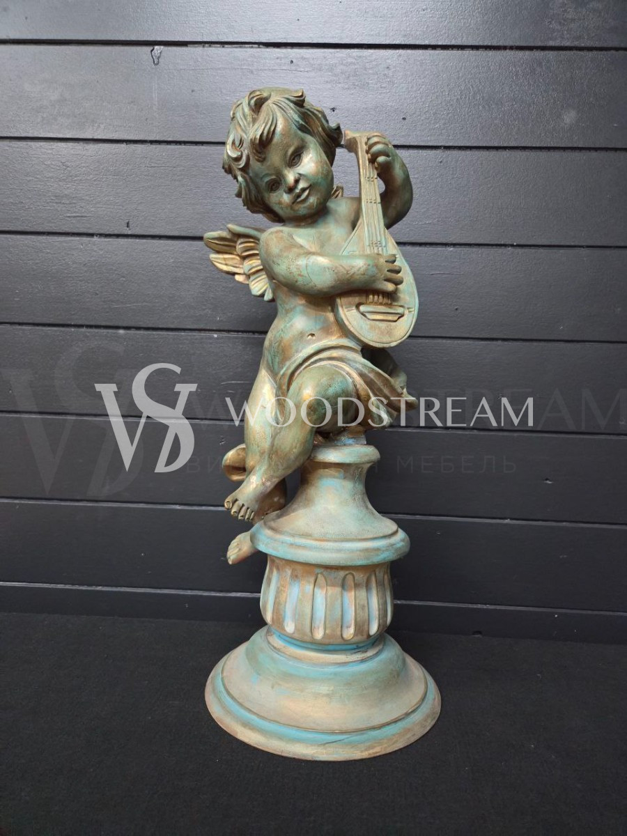 Скульптура/Статуя на постаменте Путти/Ангел музыкант