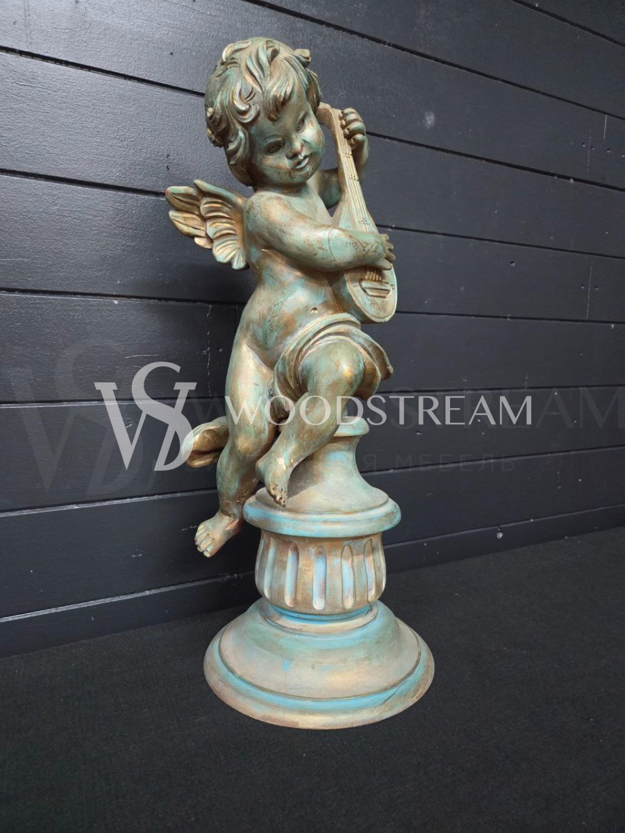 Скульптура/Статуя на постаменте Путти/Ангел музыкант