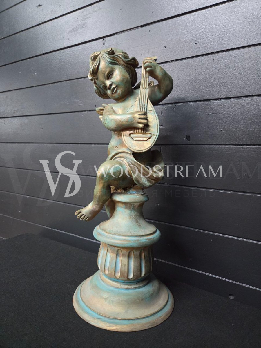 Скульптура/Статуя на постаменте Путти/Ангел музыкант