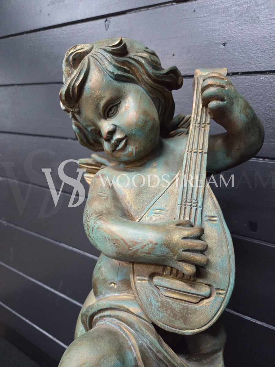 Скульптура/Статуя на постаменте Путти/Ангел музыкант