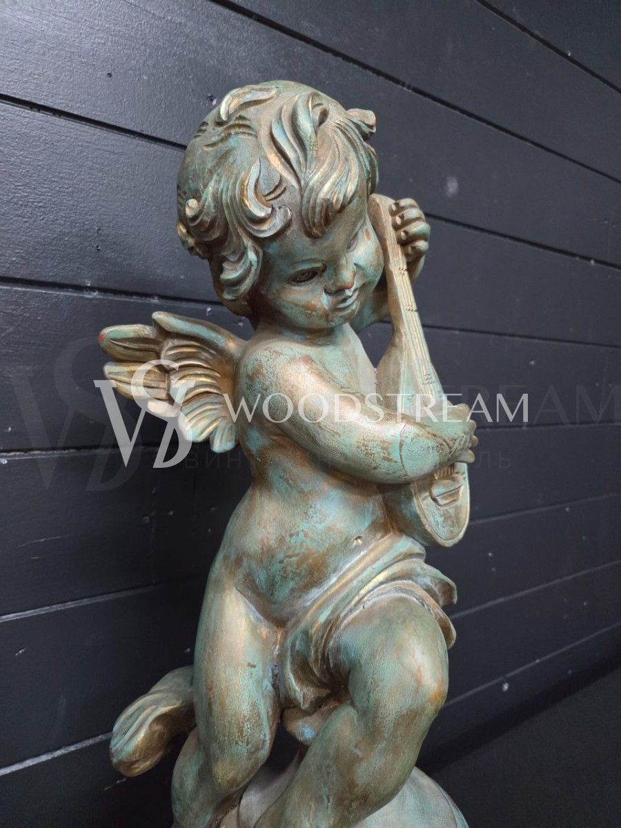 Скульптура/Статуя на постаменте Путти/Ангел музыкант