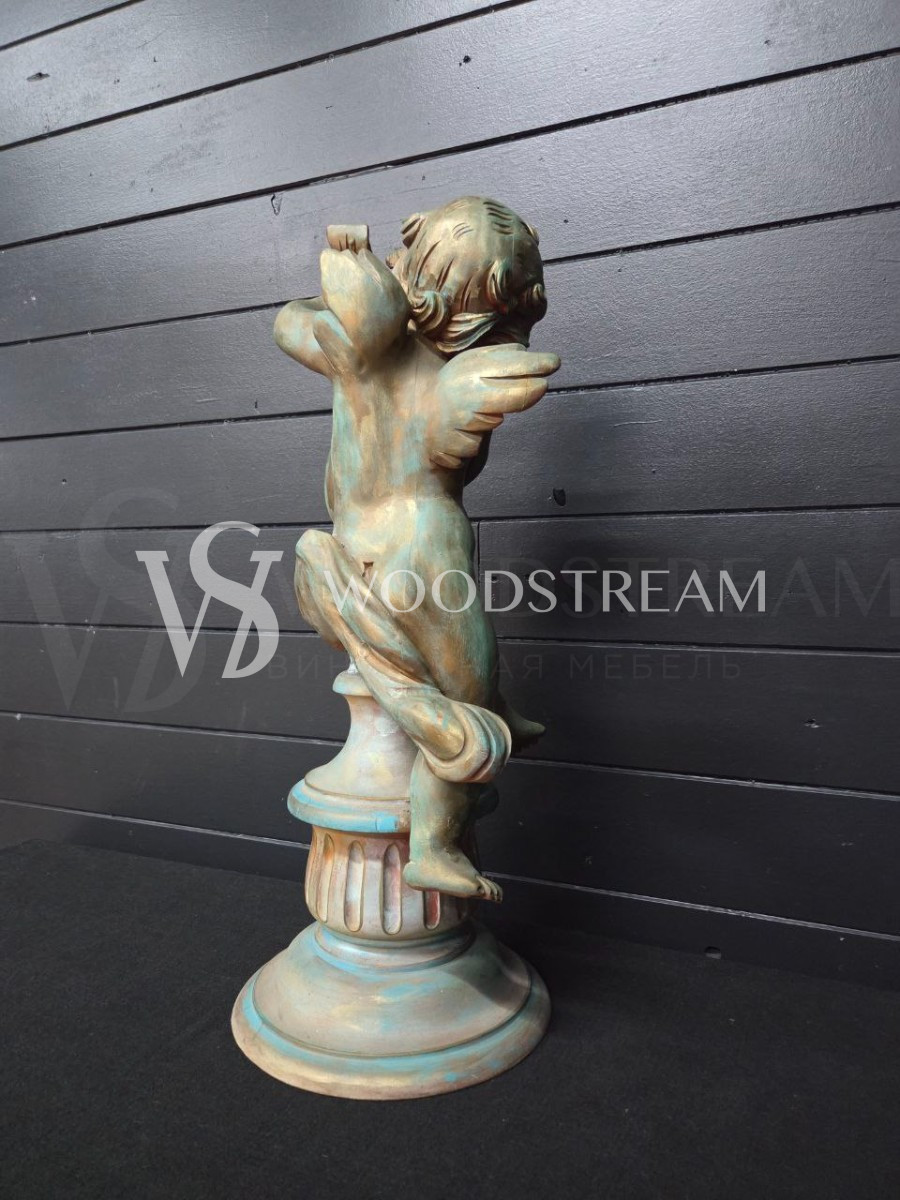 Скульптура/Статуя на постаменте Путти/Ангел музыкант