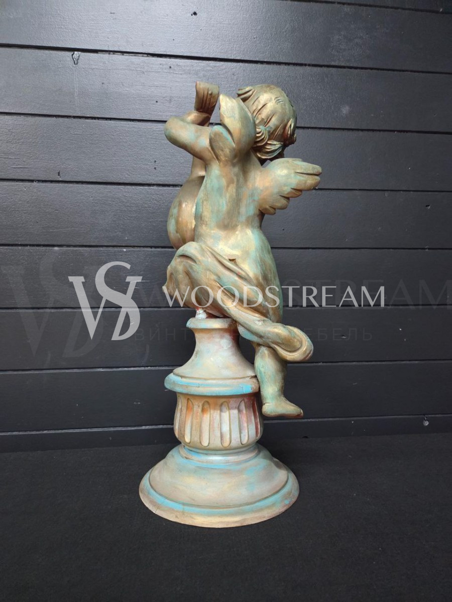Скульптура/Статуя на постаменте Путти/Ангел музыкант