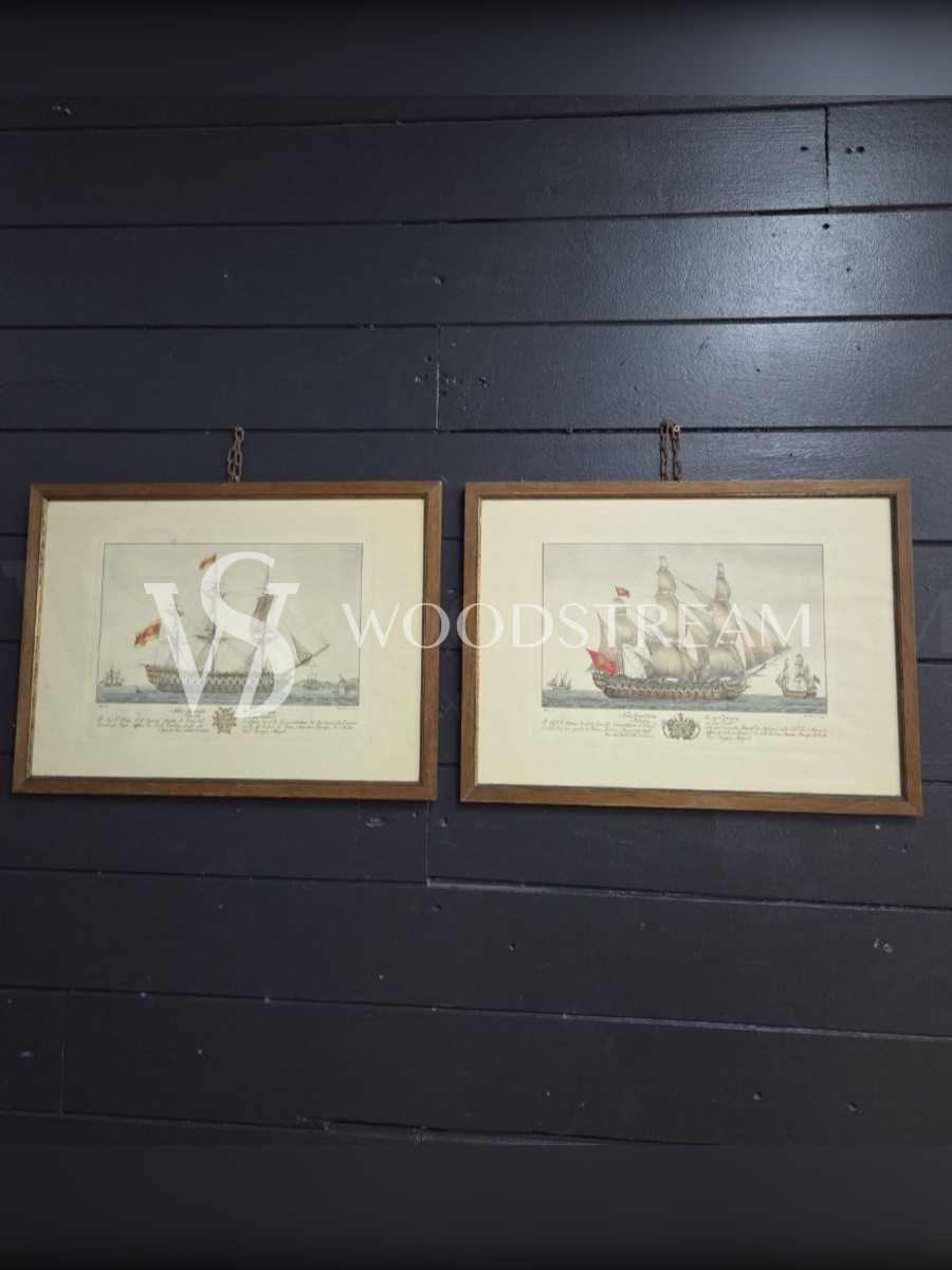 Картина/Гравюра винтажная 2 штуки Корабль