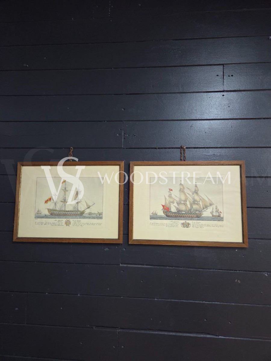 Картина/Гравюра винтажная 2 штуки Корабль