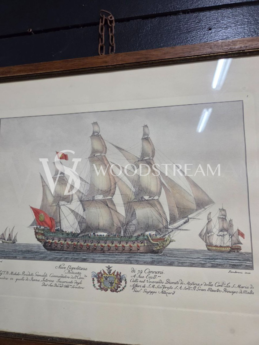 Картина/Гравюра винтажная 2 штуки Корабль