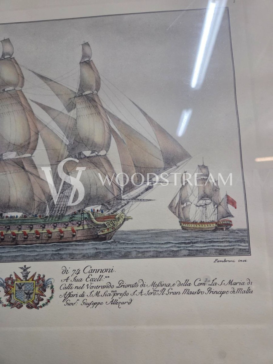 Картина/Гравюра винтажная 2 штуки Корабль