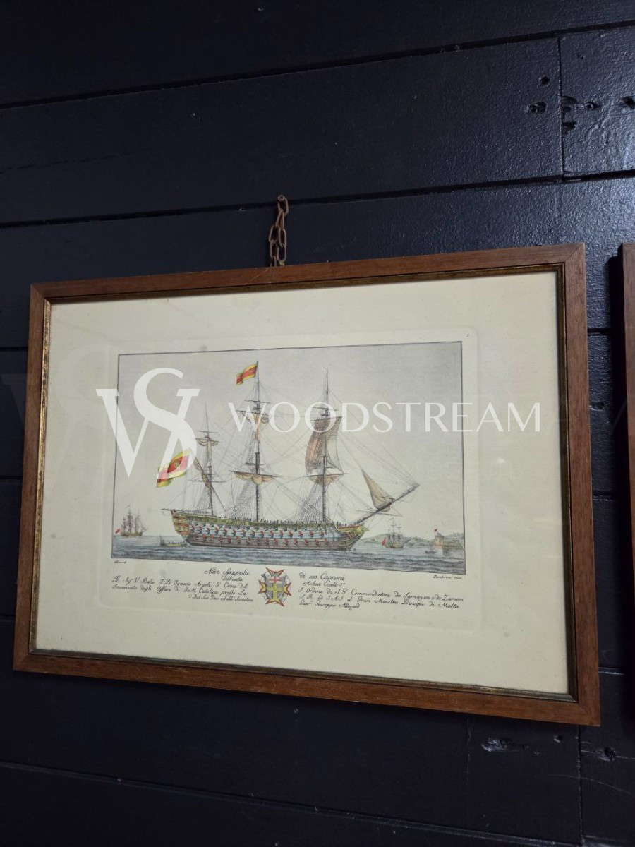 Картина/Гравюра винтажная 2 штуки Корабль