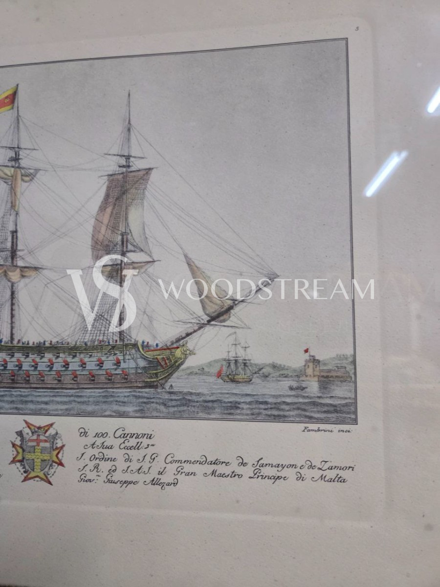 Картина/Гравюра винтажная 2 штуки Корабль