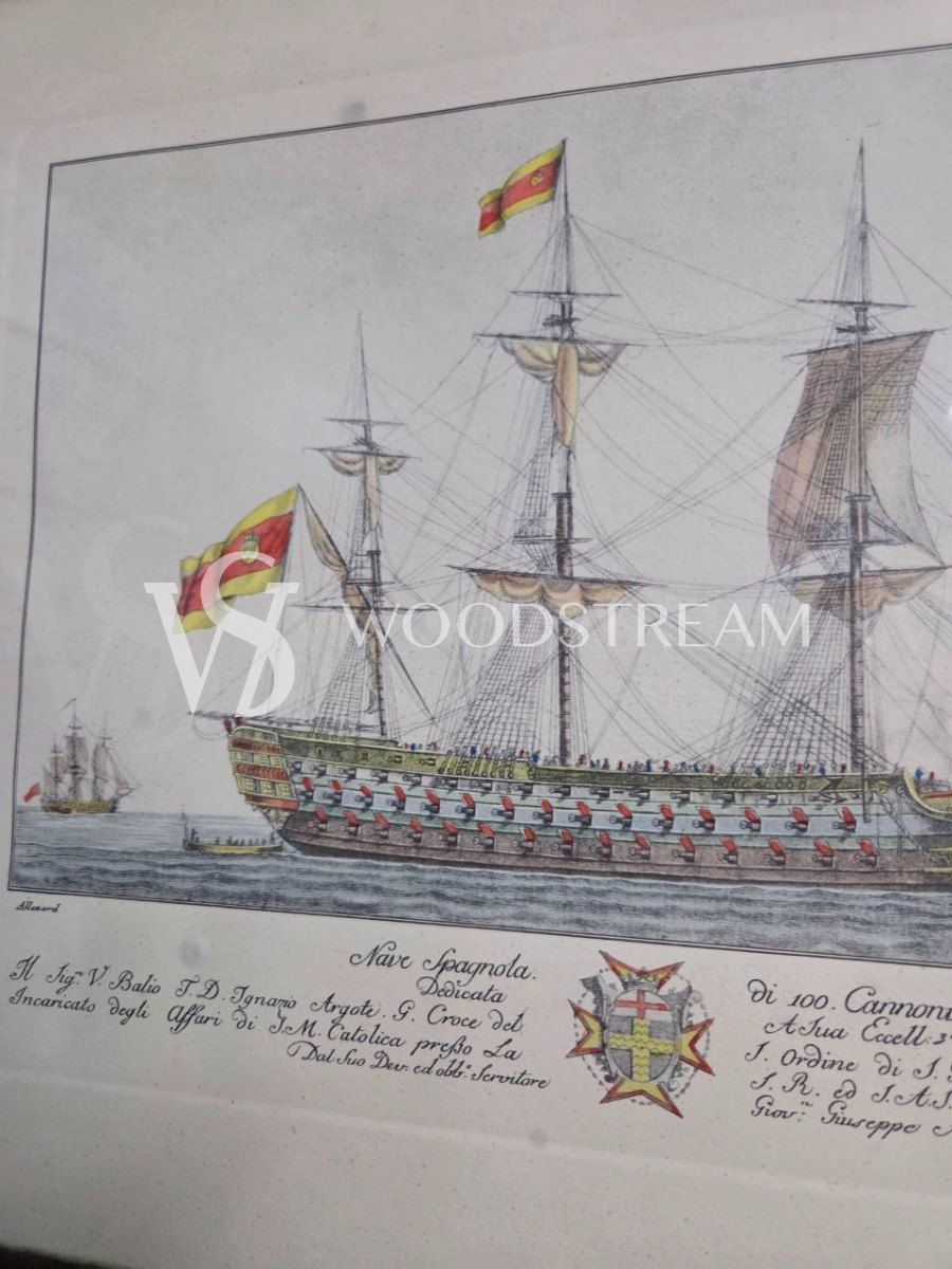 Картина/Гравюра винтажная 2 штуки Корабль