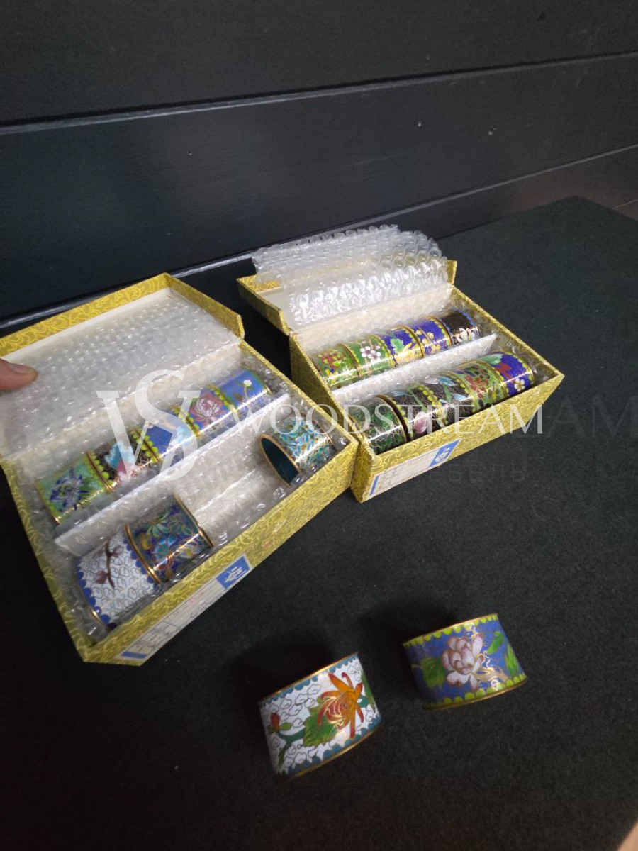 Набор: кольцо для салфетки 10 штук Клуазоне в оригинальной упаковке