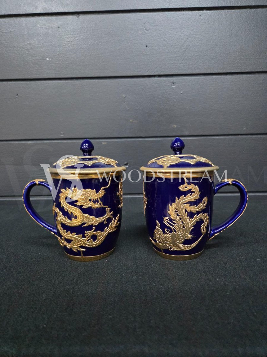 Чашка/Кружка с крышкой с драконом 2 штуки