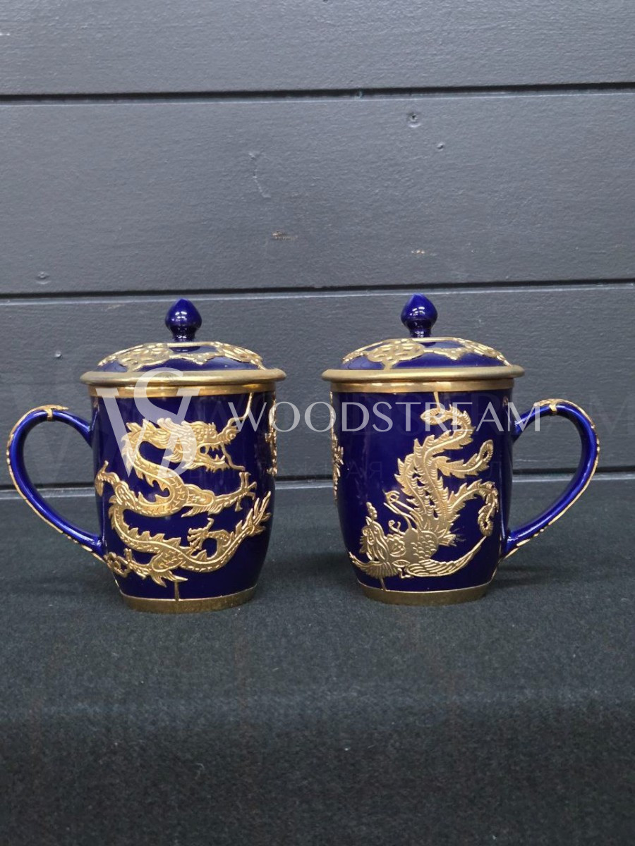 Чашка/Кружка с крышкой с драконом 2 штуки