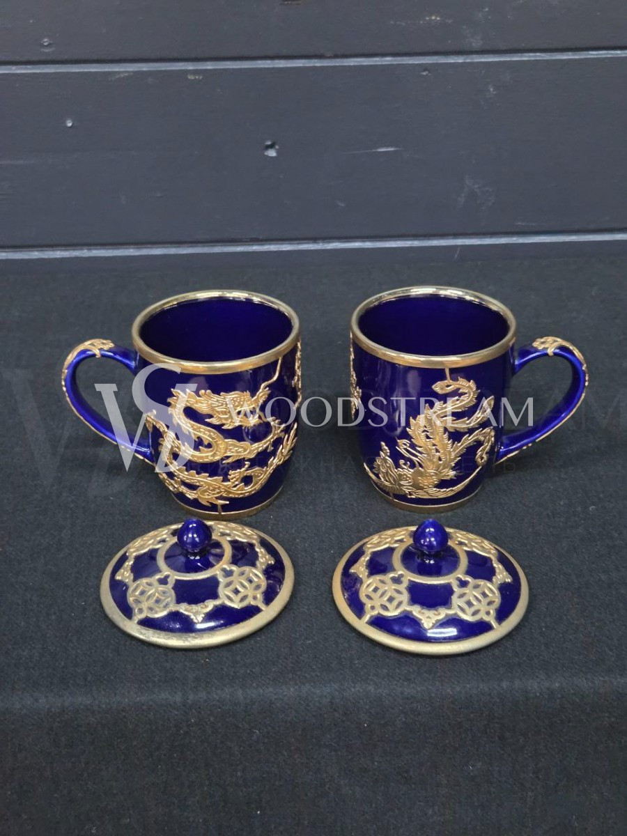 Чашка/Кружка с крышкой с драконом 2 штуки