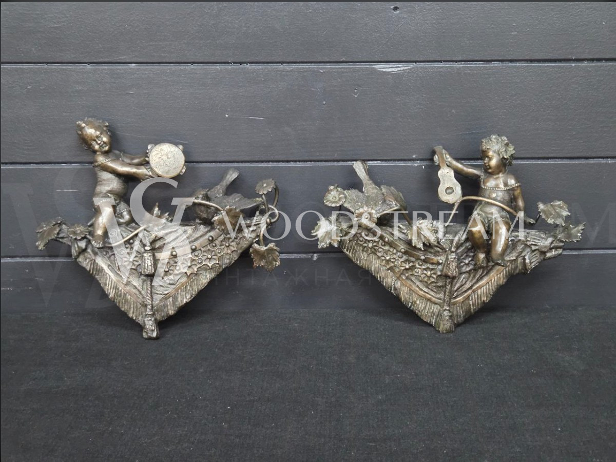 Декоративный элемент/Накладка с путти/Музыкант 2 штуки