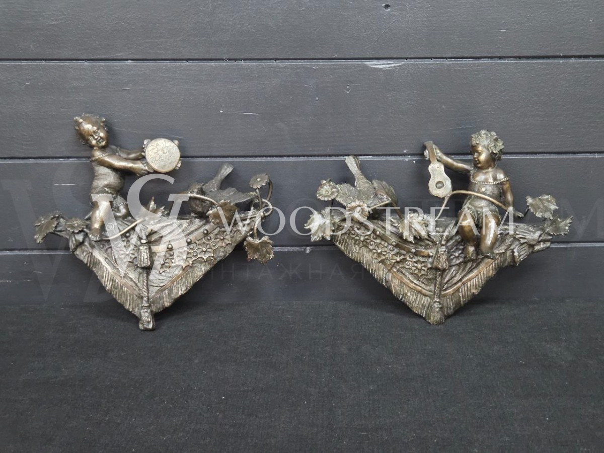 Декоративный элемент/Накладка с путти/Музыкант 2 штуки