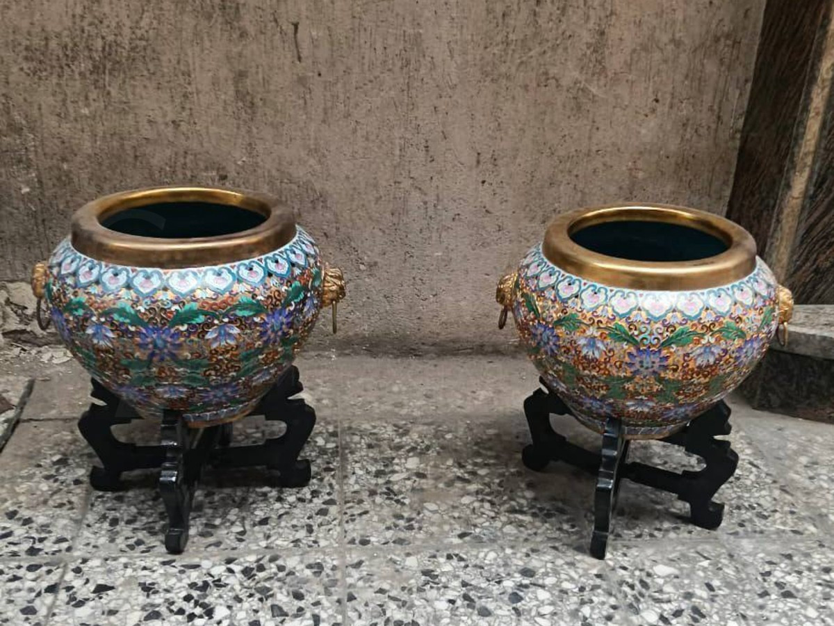 Кашпо/Вазон Клуазоне на подставке 2 штуки