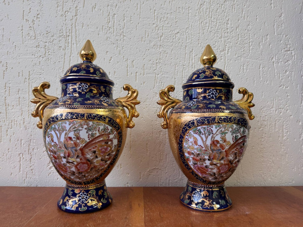 Ваза с крышкой в стиле шинуазри 2 штуки