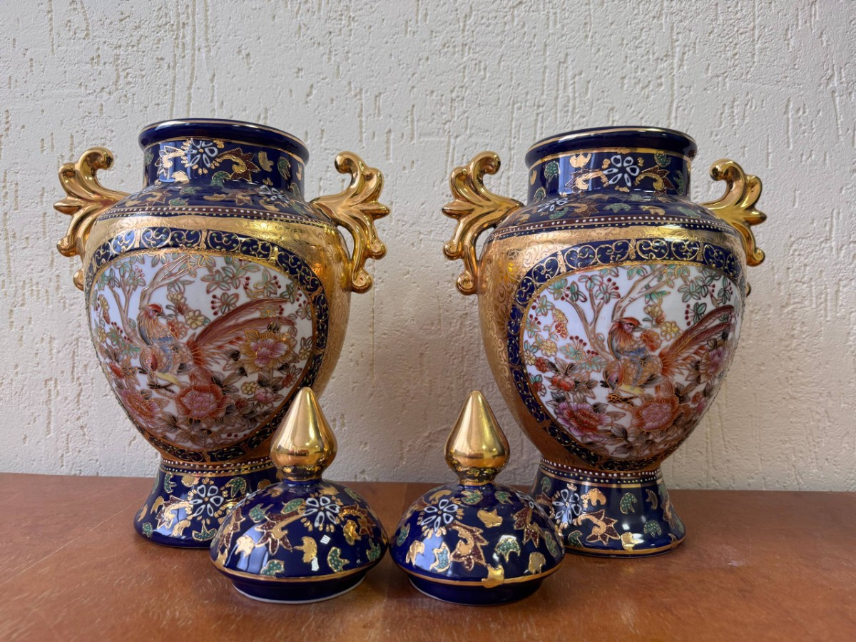 Ваза с крышкой в стиле шинуазри 2 штуки