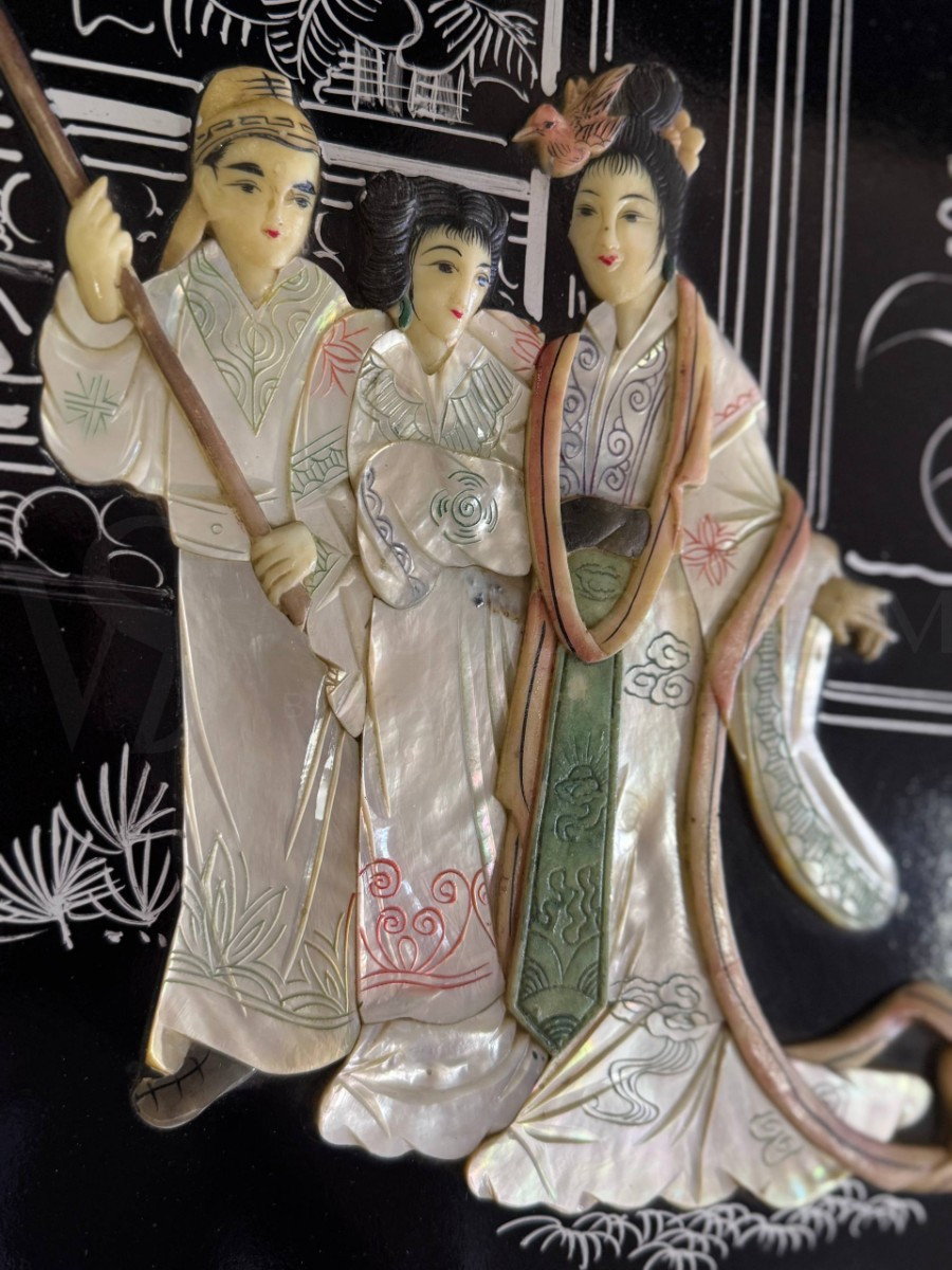 Комплект для чаепитий в стиле шинуазри: стол и табурет 4 штуки