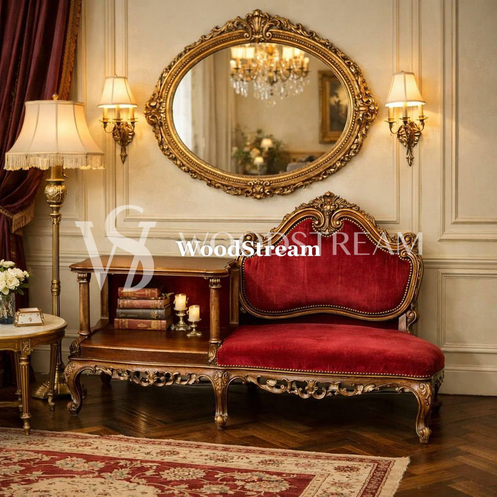 Кресло/Банкетка с телефонным столиком в стиле Людовика XV