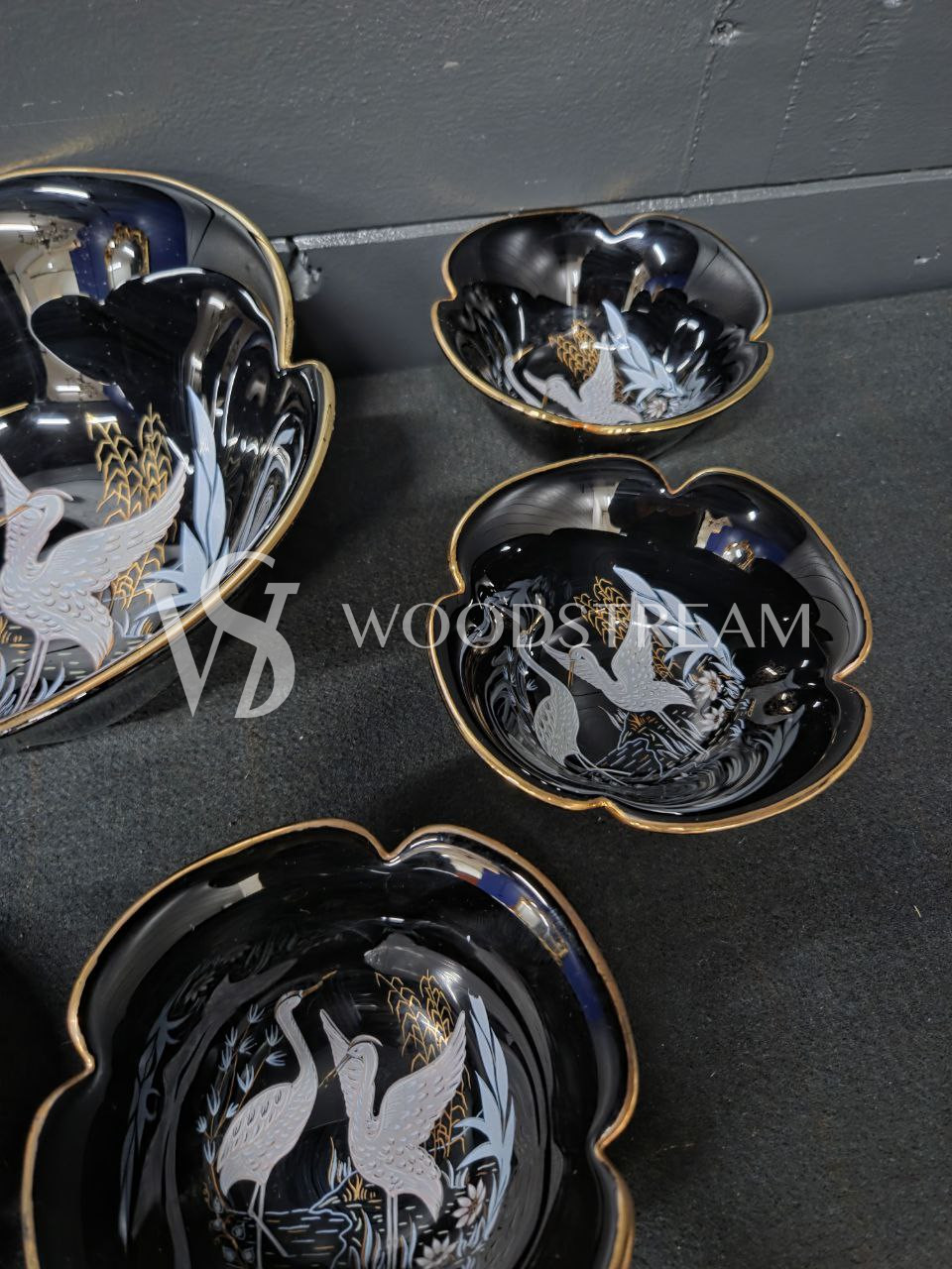 Комплект: Блюдо/Тарелка и блюдце 6 штук в стиле шинуазри