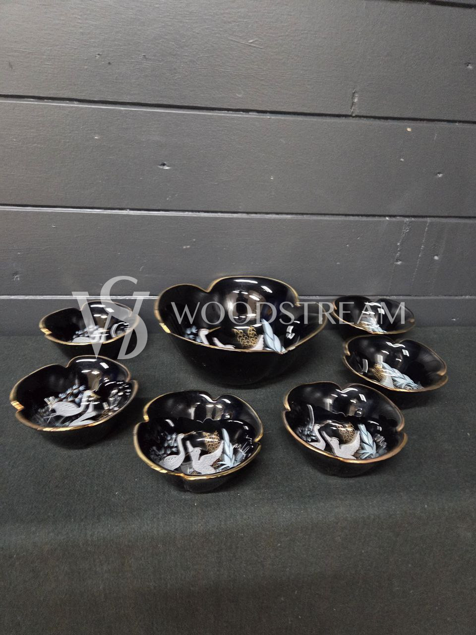 Комплект: Блюдо/Тарелка и блюдце 6 штук в стиле шинуазри