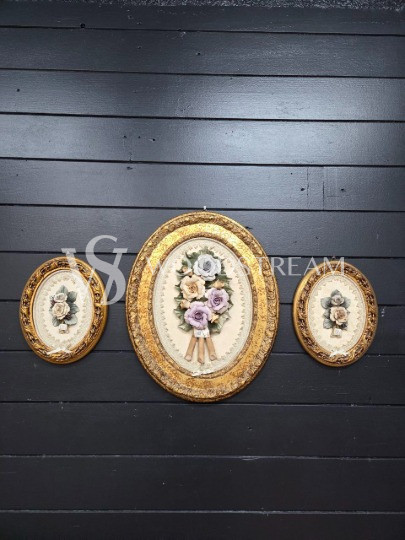Комплект: Картина/Панно/Барельеф 3 штуки Цветы