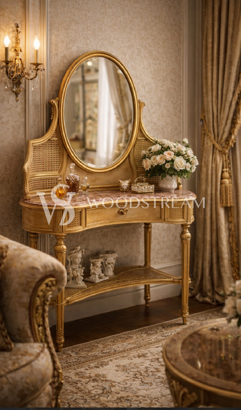 Трюмо/Стол дамский с зеркалом в стиле Людовика XVI