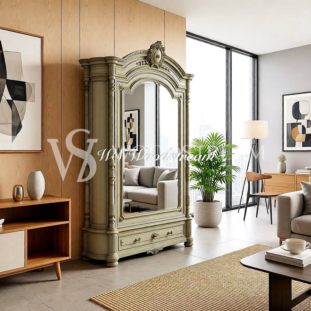 Шкаф платяной с зеркалом в классическом стиле