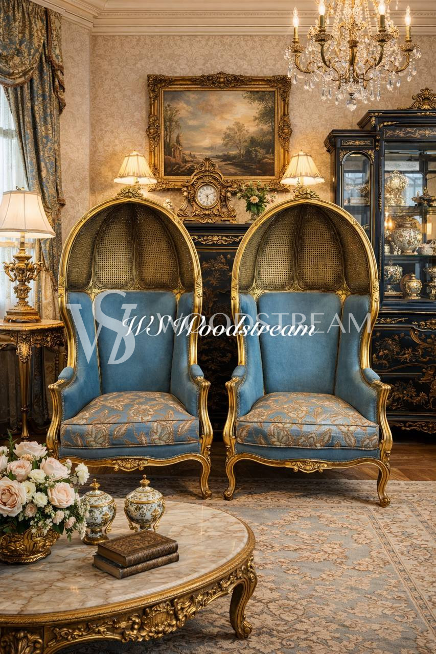 Кресло с капюшоном в стиле Людовика XV 2 штуки