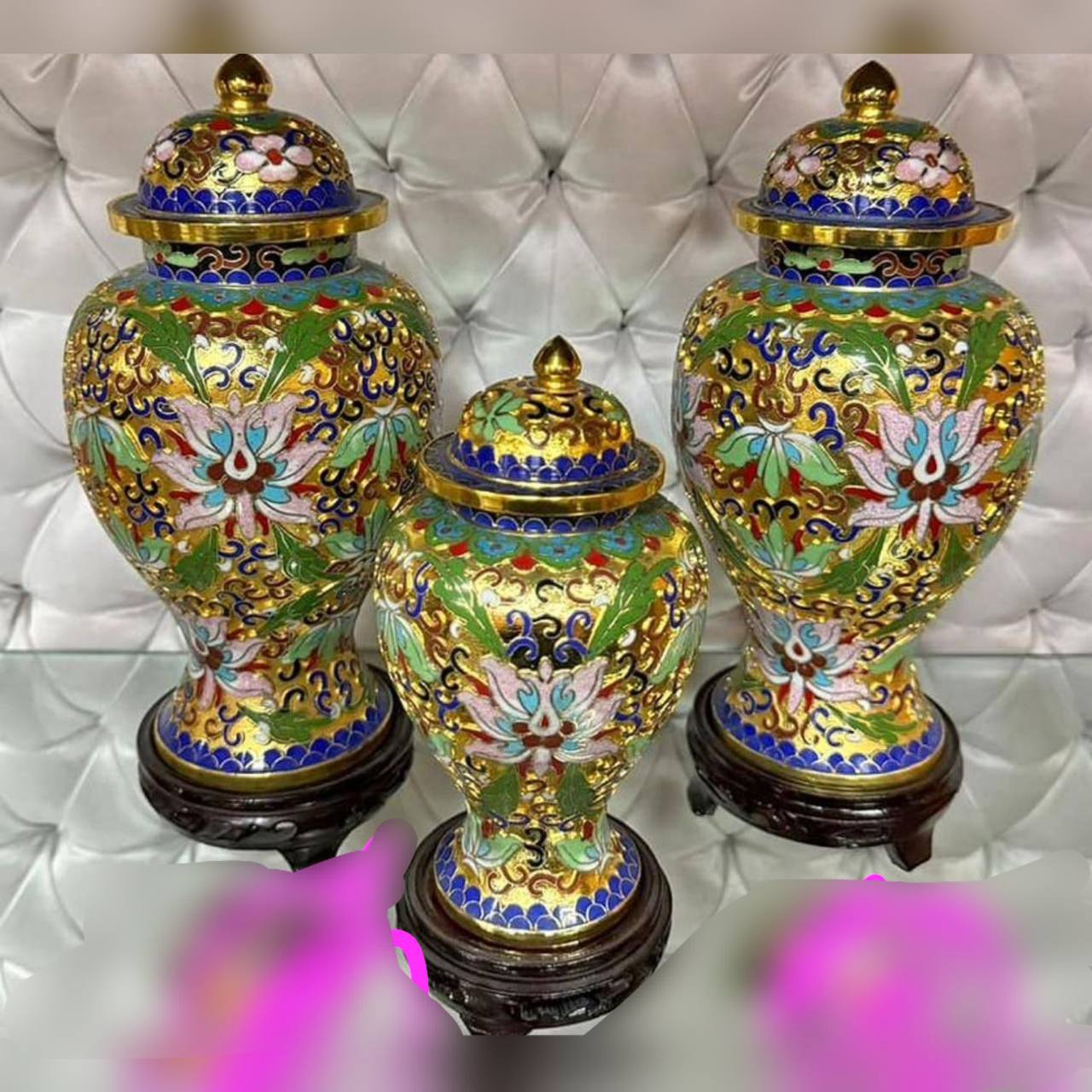 Комплект: Ваза с крышкой Клуазоне 3 штуки