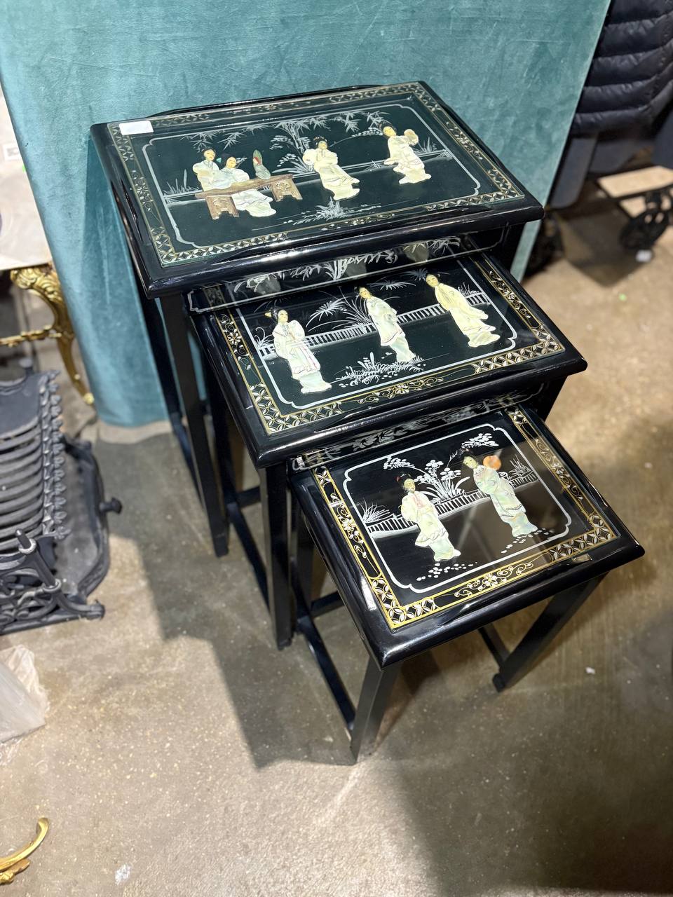 Сет: Стол/Подставка 3 штуки в стиле шинуазри