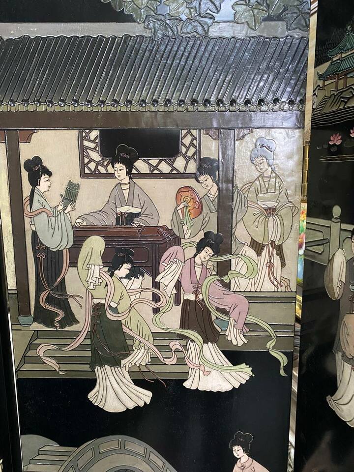 Ширма в стиле шинуазри после реставрации