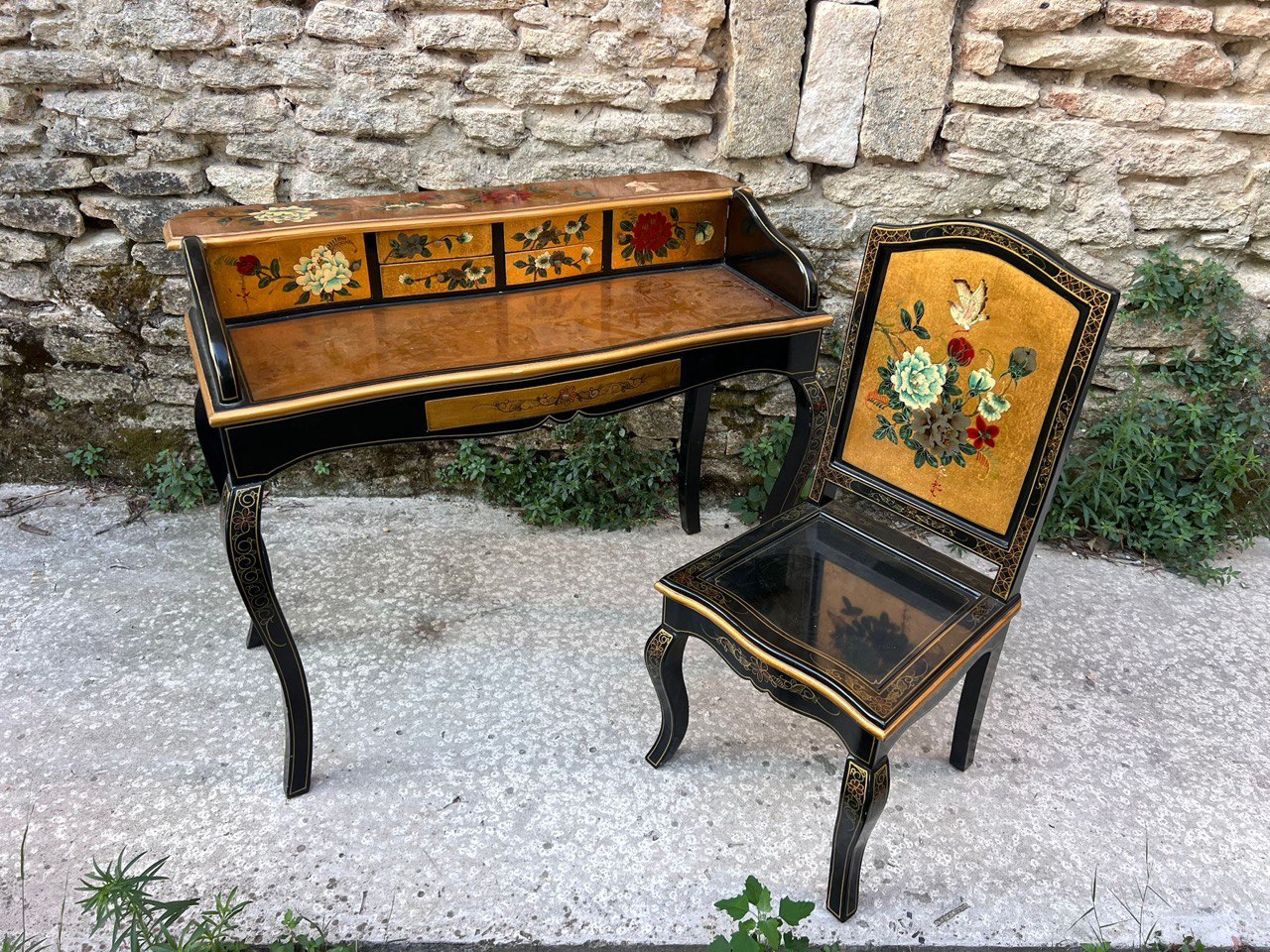 Комплект: Стол/Бюро и Стул в стиле шинуазри