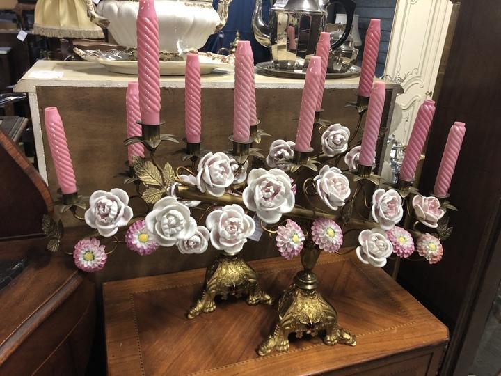 Подсвечник винтажный с розами 2 штуки