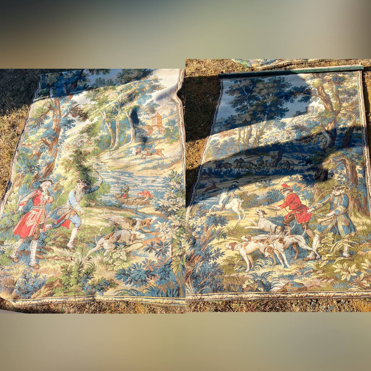 Гобелен винтажный со сценой охоты 2 штуки
