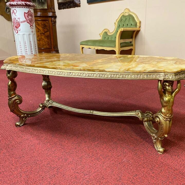 Стол журнальный из оникса и бронзы