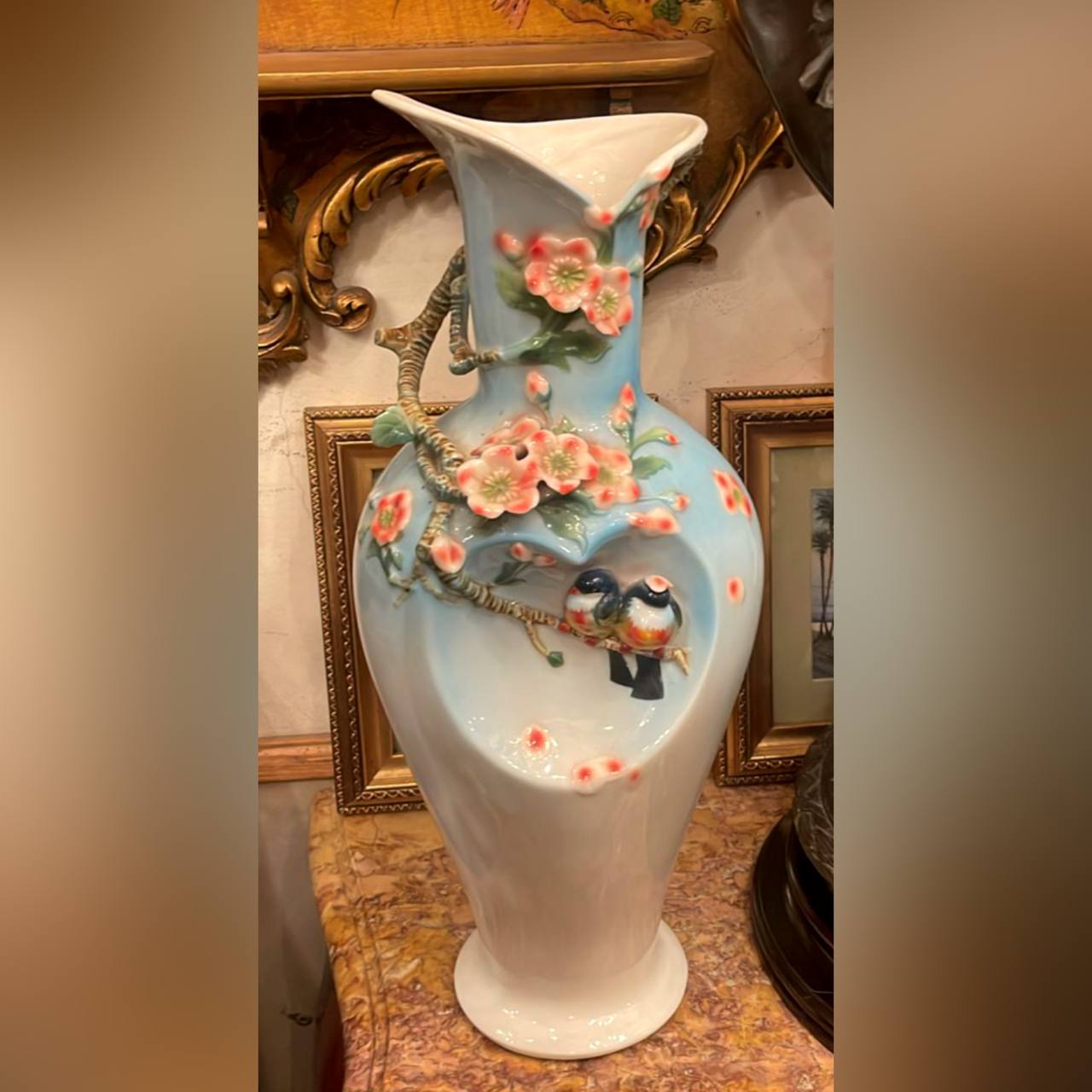 Ваза винтажная с птицами