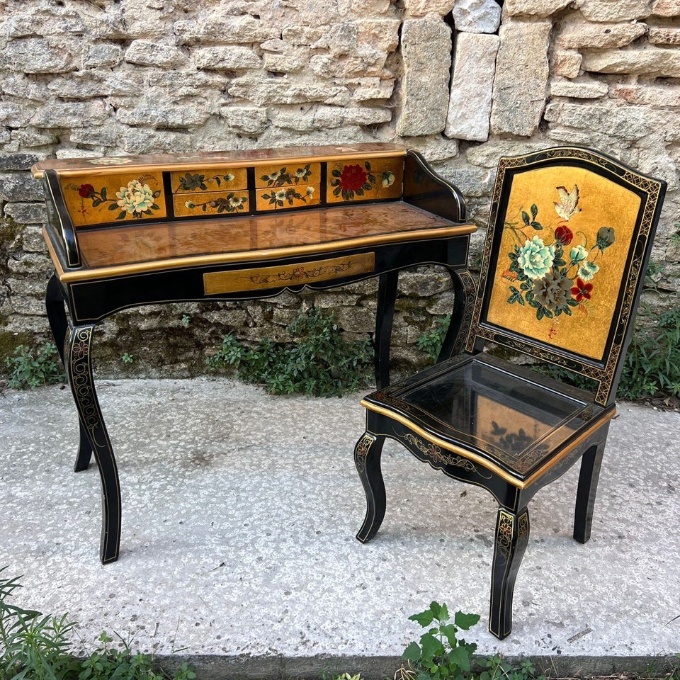 Комплект: Стол/Бюро и Стул в стиле шинуазри