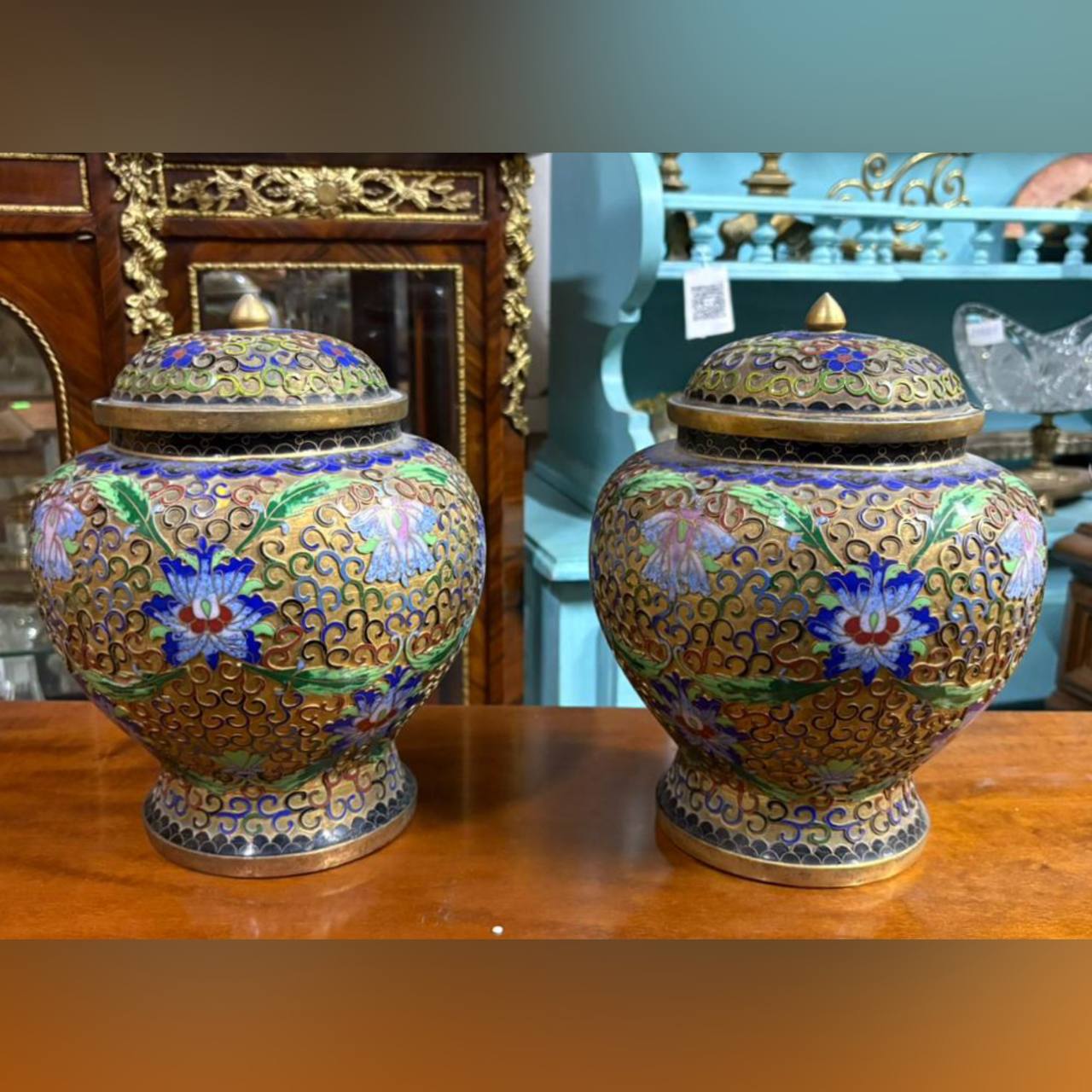 Ваза с крышкой Клуазоне 2 штуки