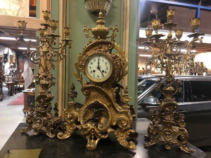 Комплект каминный: Часы и пара подсвечников