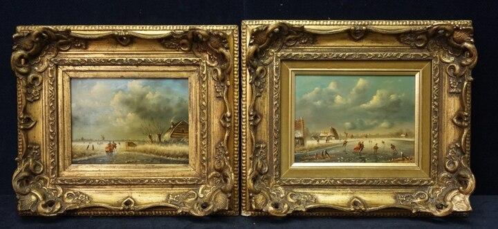 Пара картин J.C. Corver Зимние катания